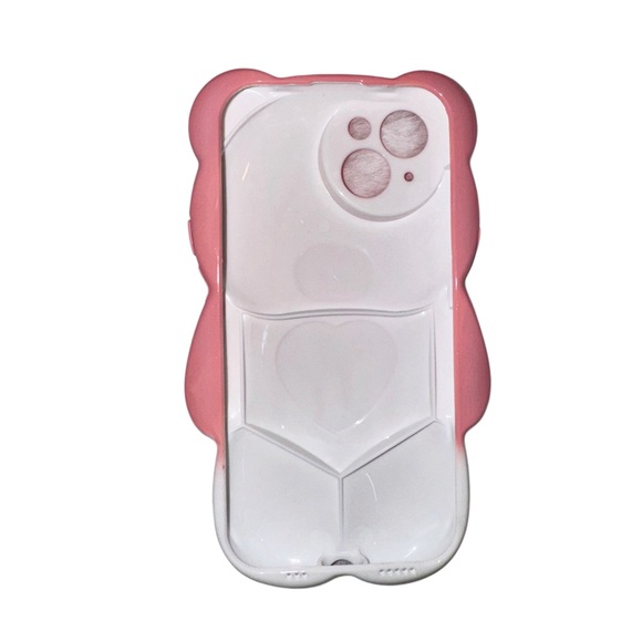 iPhone 15 Silicone Mauve & White Bear Case - Picture 2 of 5